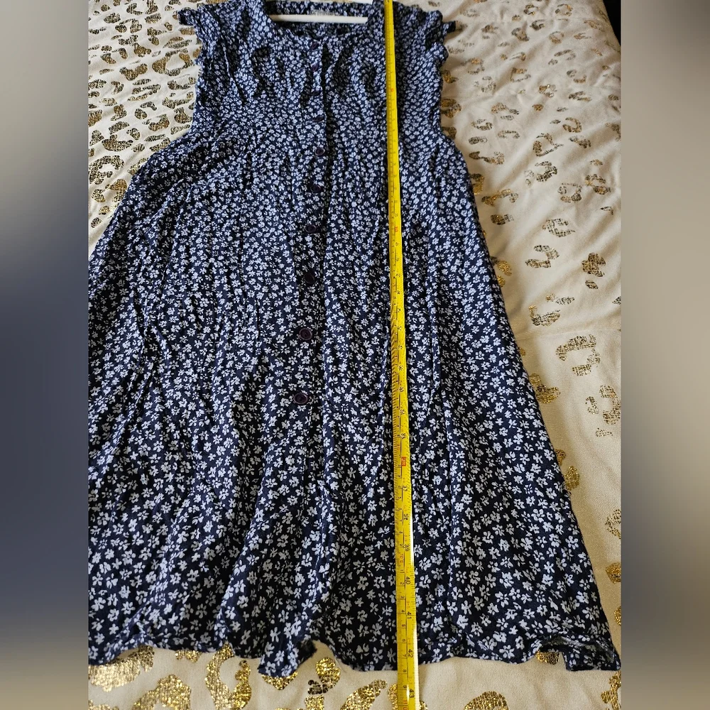 5 For $25✨️ Jermey Scott Vintage Flower Blue Dress Long Maxi Dress Womens Medium - Picture 6 of 9